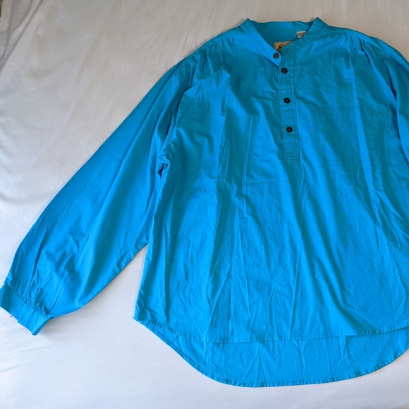Scully Long Sleeve Button Down Shirt Blue XXL ruched shoulders - Picture 7 of 10